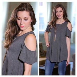Gray cold shoulder tunic **only two left**
